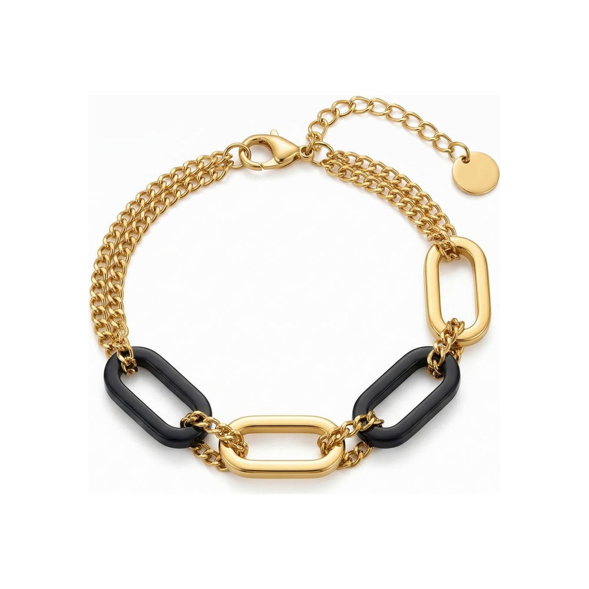 Tano Gold Two-Tone Paperclip Chain Bracelet - HyraMode Gold Jewelry