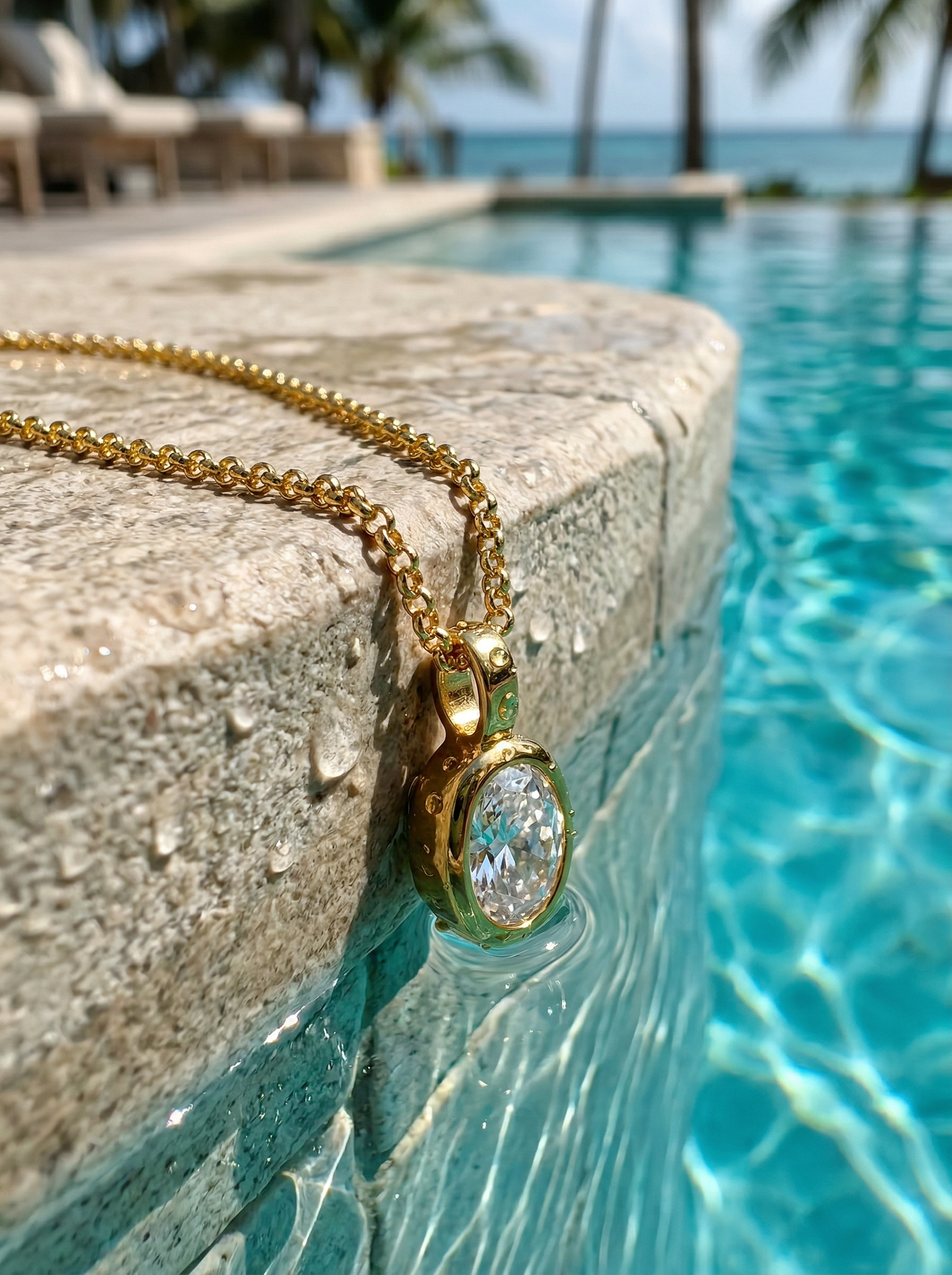 Vela Oval CZ Pendant Necklace hypoallergenic necklace by HyraMode