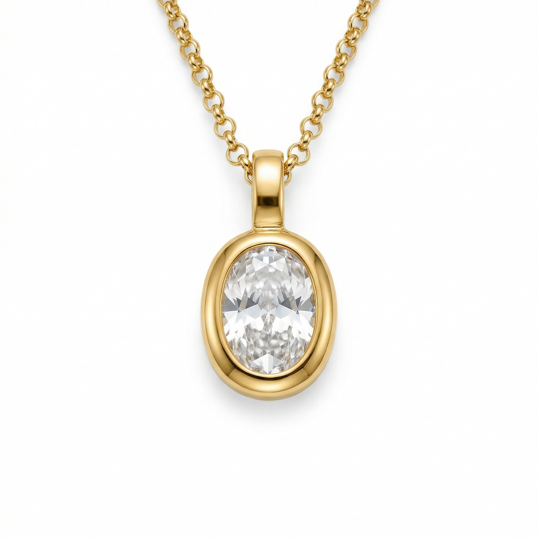 Vela Oval CZ Pendant Necklace hypoallergenic necklace by HyraMode