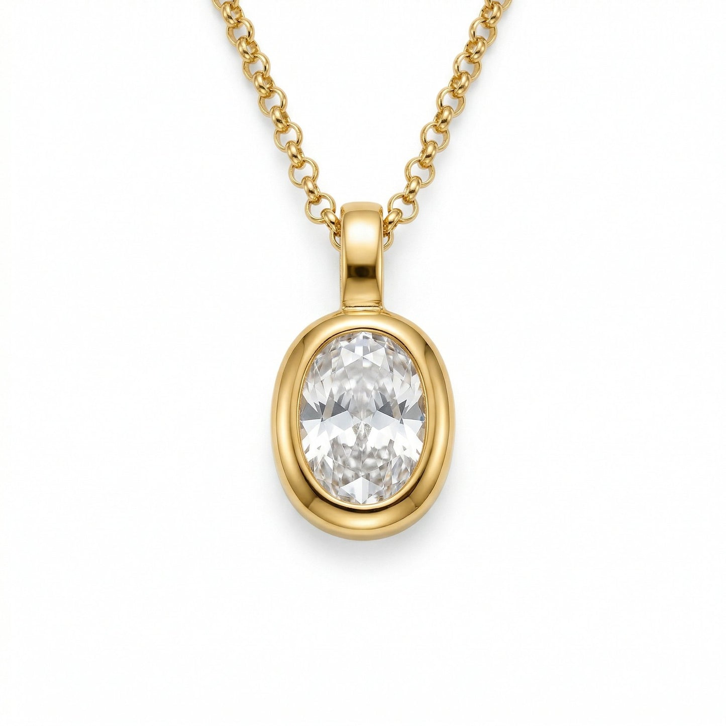 Vela Oval CZ Pendant Necklace hypoallergenic necklace by HyraMode