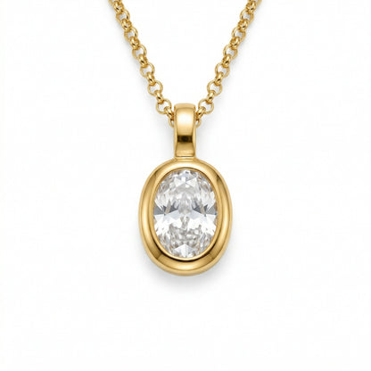 Vela Oval CZ Pendant Necklace hypoallergenic necklace by HyraMode