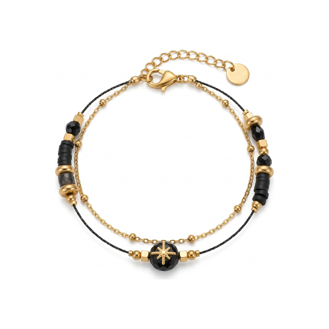 Zeno Mixed Bead Star Charm Bracelet - HyraMode Gold Jewelry