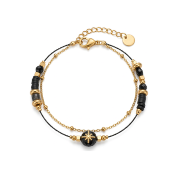 Zeno Mixed Bead Star Charm Bracelet - HyraMode Gold Jewelry