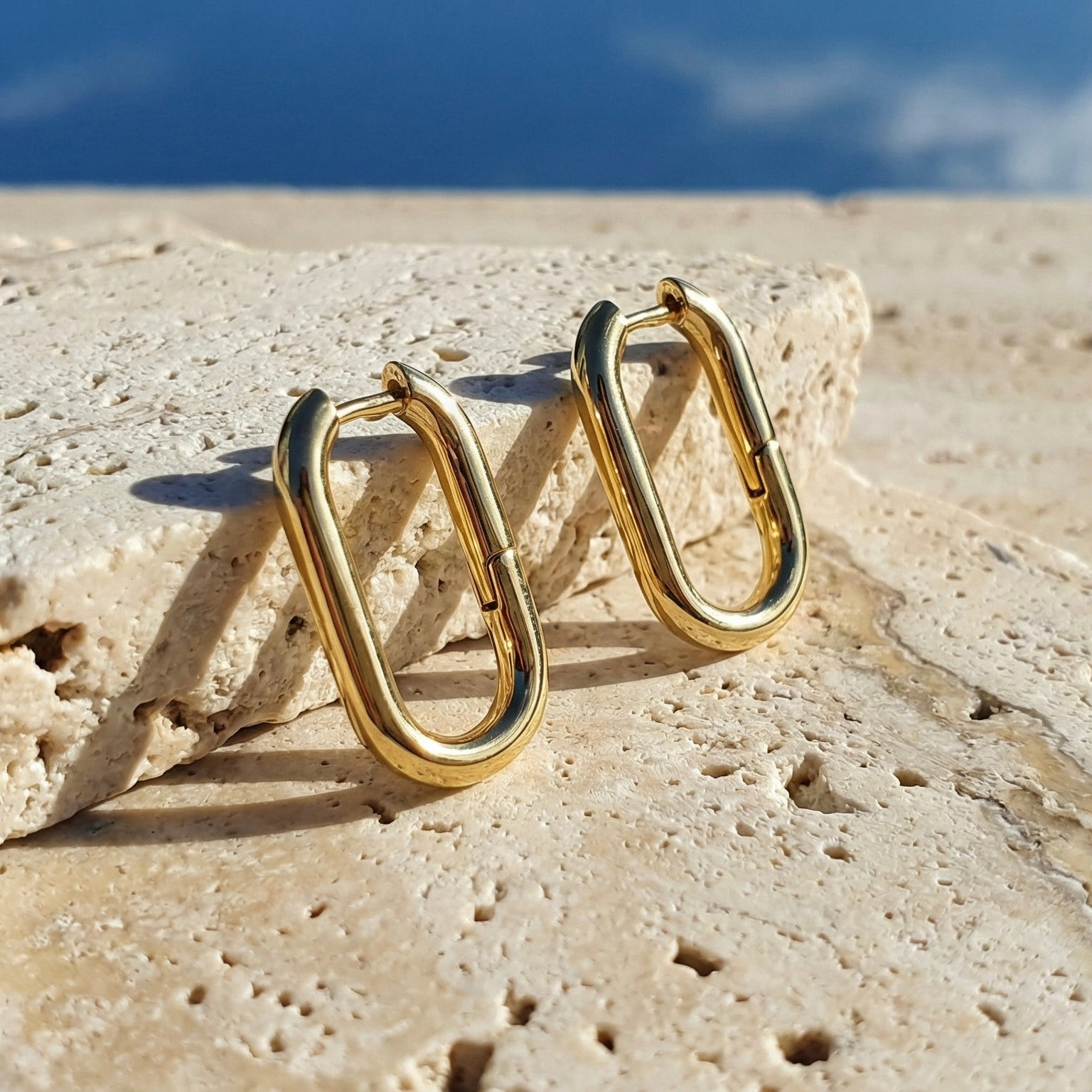 Hex Square Huggie Earrings hypoallergenic earrings by HyraMode