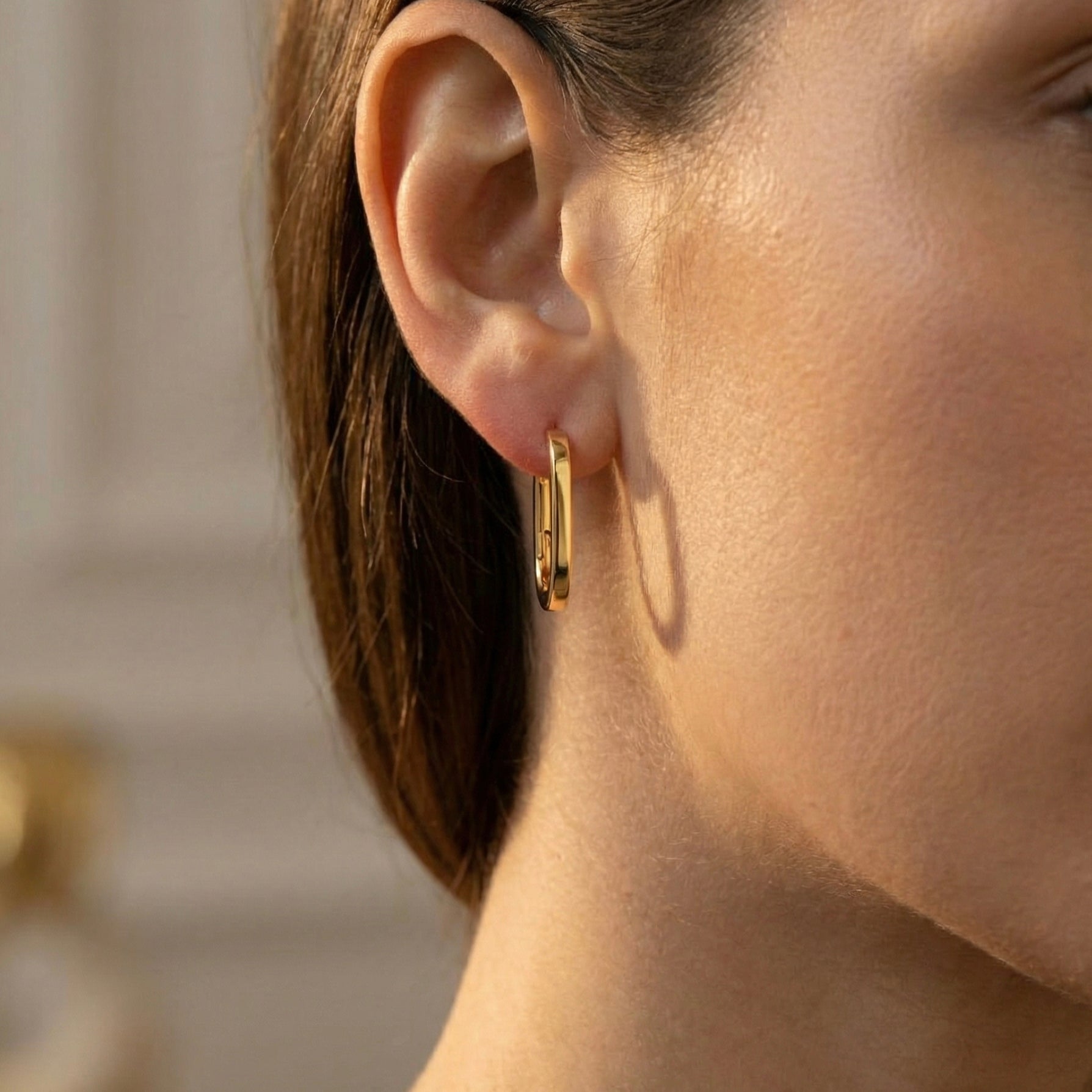 Hex Square Huggie Earrings hypoallergenic earrings by HyraMode