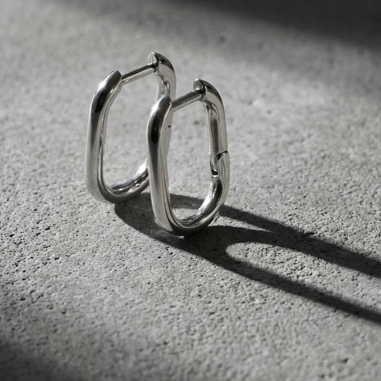 Hex Square Huggie Earrings hypoallergenic earrings by HyraMode