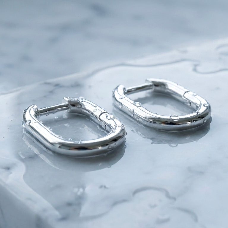 Hex Square Huggie Earrings hypoallergenic earrings by HyraMode