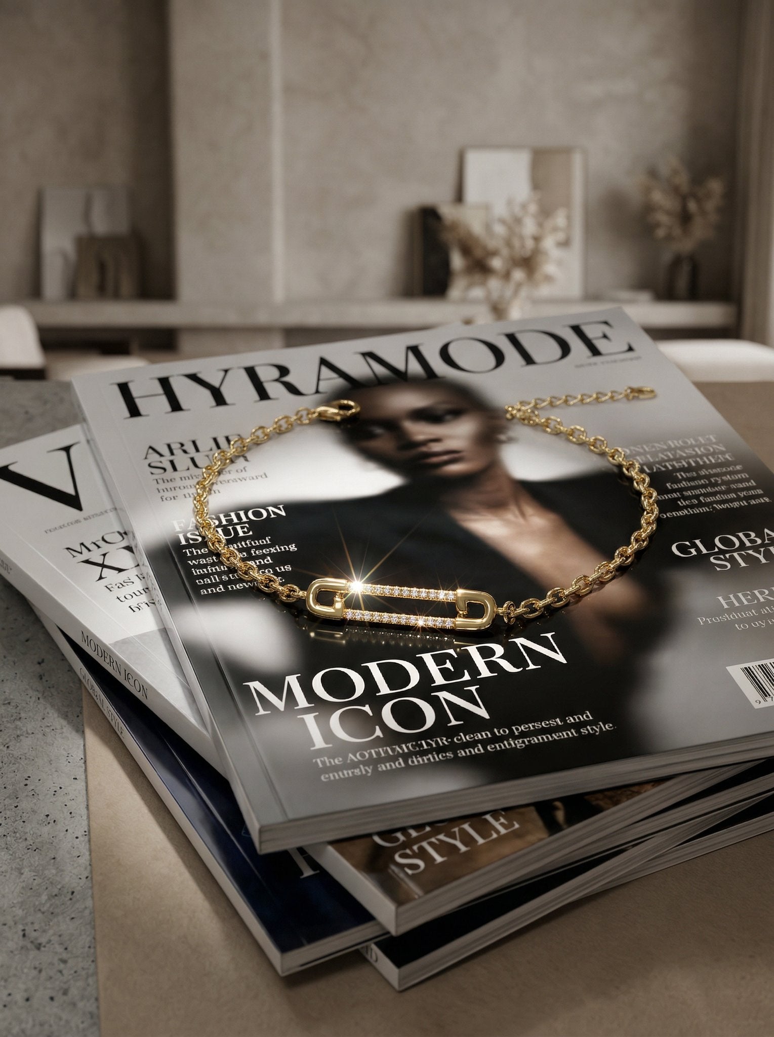 Luna Dainty Safety Pin Chain Bracelet hypoallergenic bracelet by HyraMode