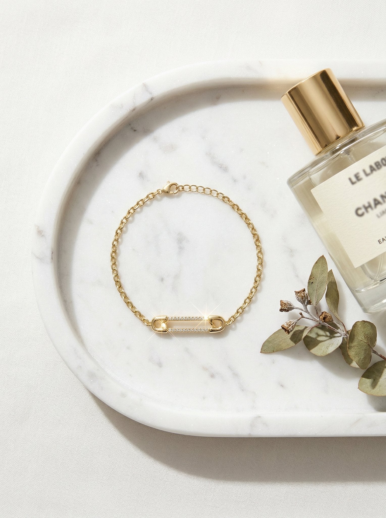 Luna Dainty Safety Pin Chain Bracelet hypoallergenic bracelet by HyraMode