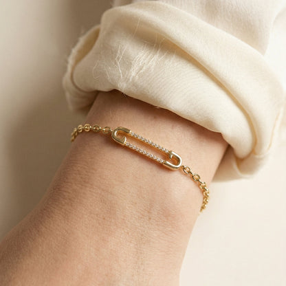 Luna Dainty Safety Pin Chain Bracelet — product view 2