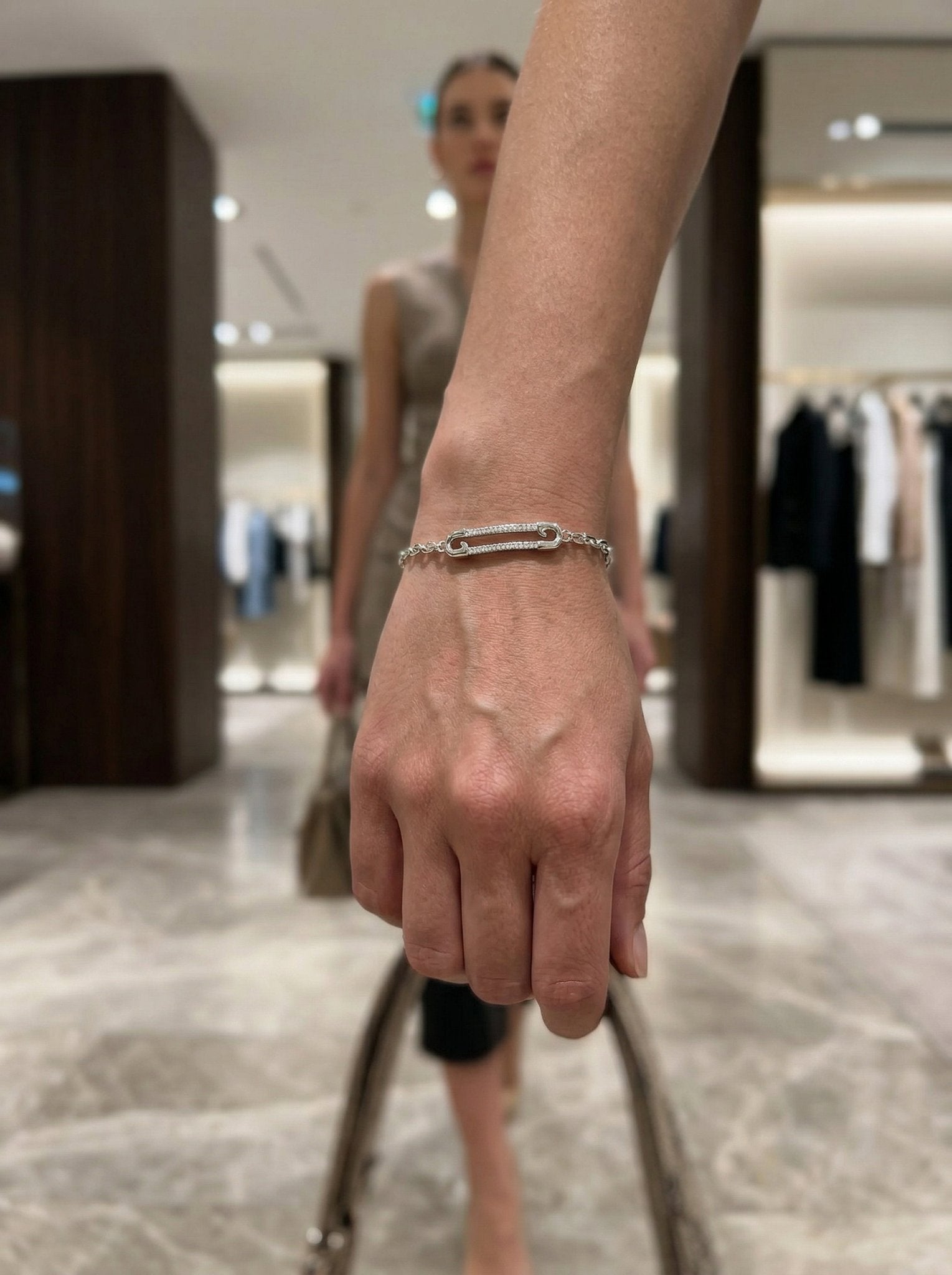 Luna Dainty Safety Pin Chain Bracelet hypoallergenic bracelet by HyraMode