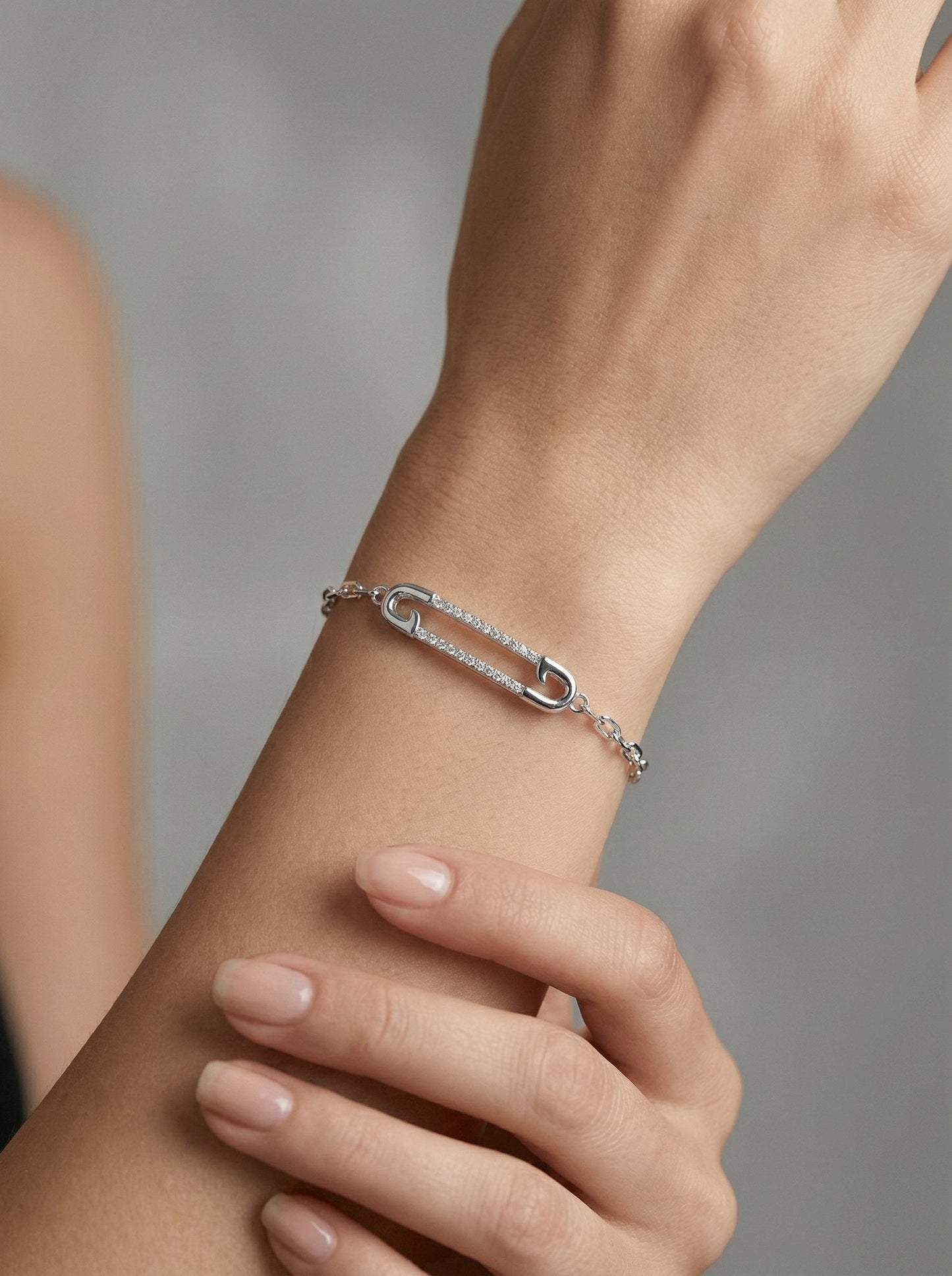 Luna Dainty Safety Pin Chain Bracelet — product view 4