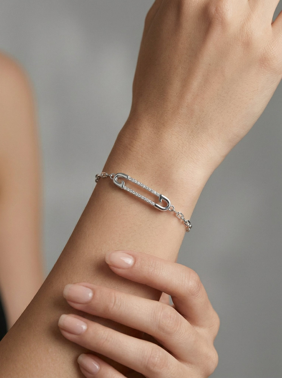 Luna Dainty Safety Pin Chain Bracelet — product view 4