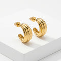 Mara Ribbed Open Hoop Earrings hypoallergenic earrings by HyraMode
