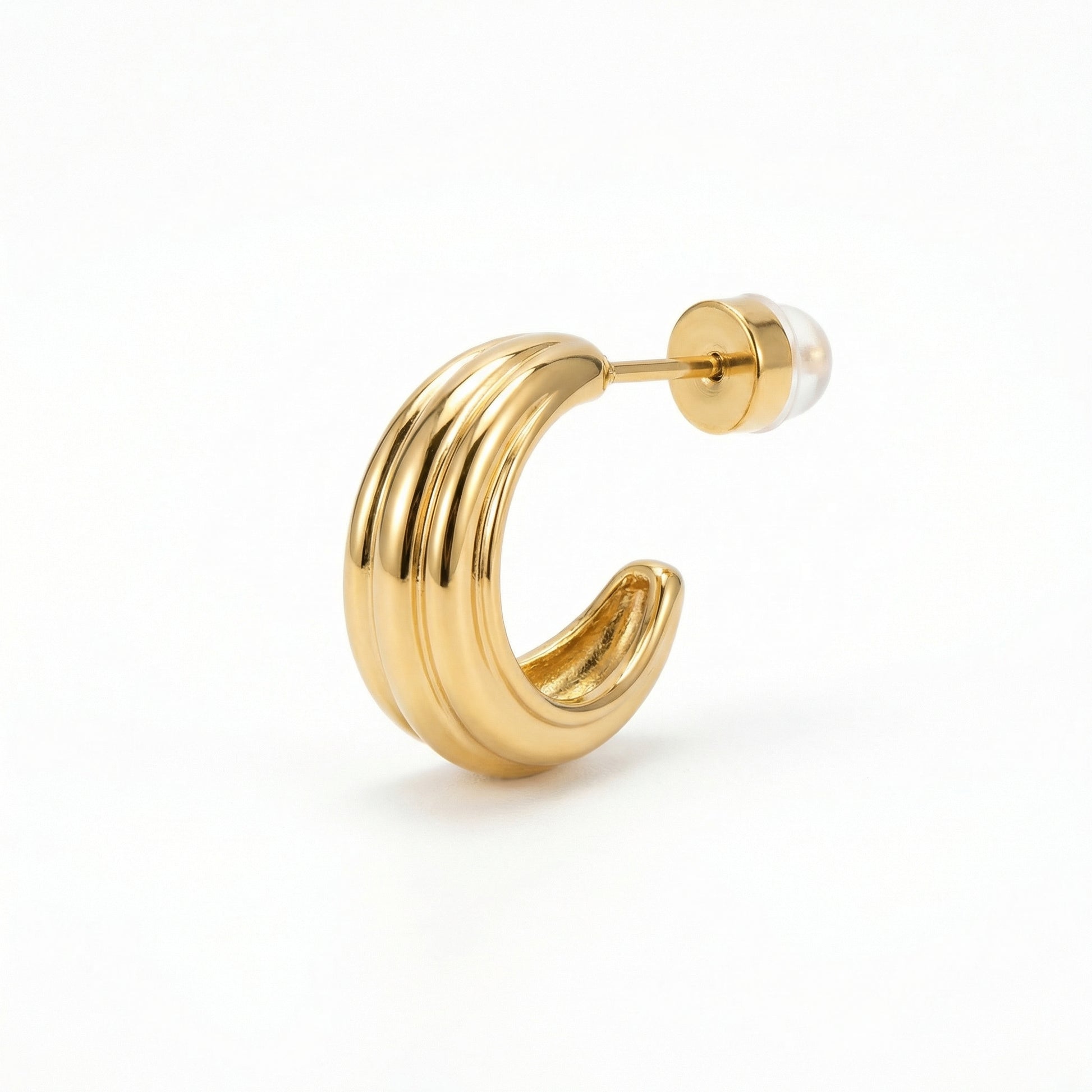 Mara Ribbed Open Hoop Earrings hypoallergenic earrings by HyraMode