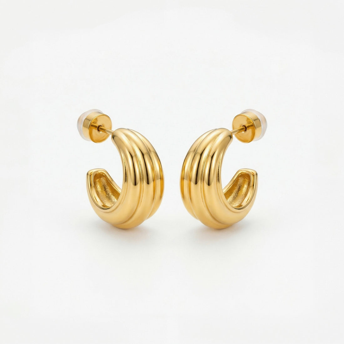 Mara Ribbed Open Hoop Earrings hypoallergenic earrings by HyraMode