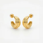 Mara Ribbed Open Hoop Earrings — product view 1