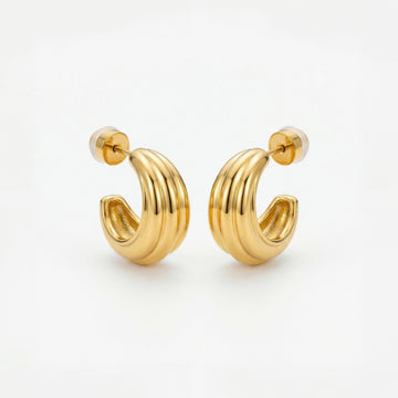 Mara Ribbed Open Hoop Earrings hypoallergenic earrings by HyraMode