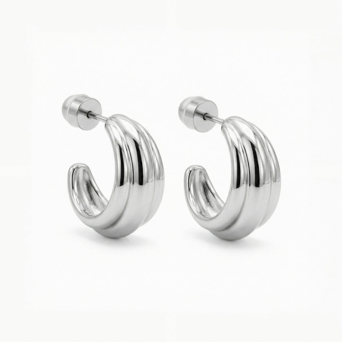 Mara Ribbed Open Hoop Earrings hypoallergenic earrings by HyraMode