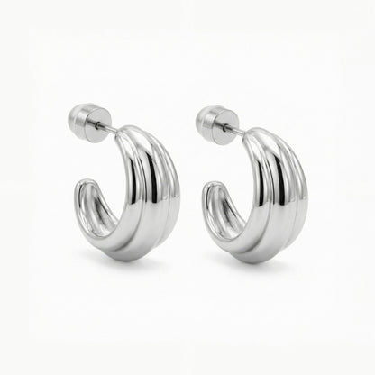 Mara Ribbed Open Hoop Earrings hypoallergenic earrings by HyraMode