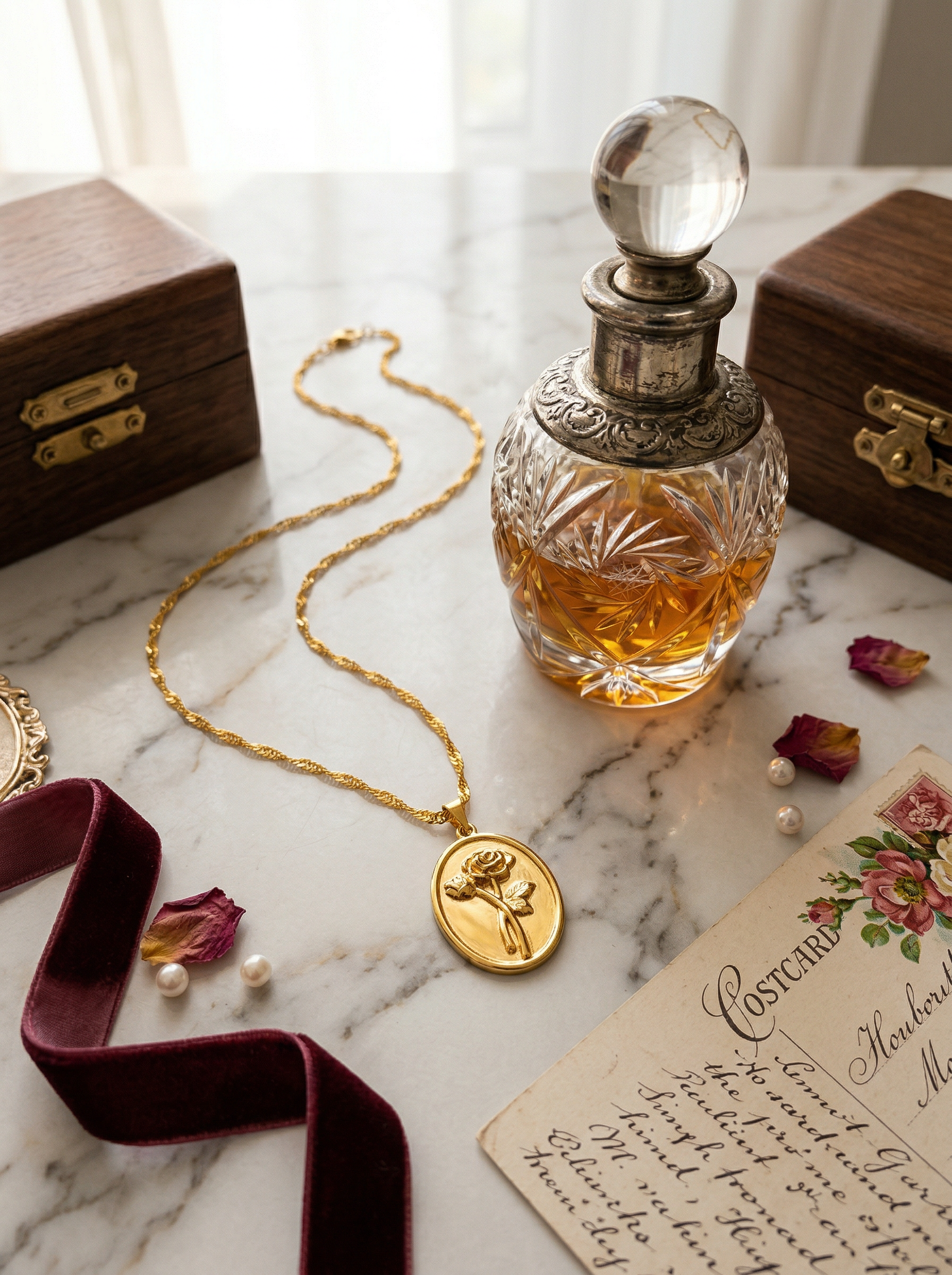 Rosa Rose Coin Pendant Necklace hypoallergenic necklace by HyraMode