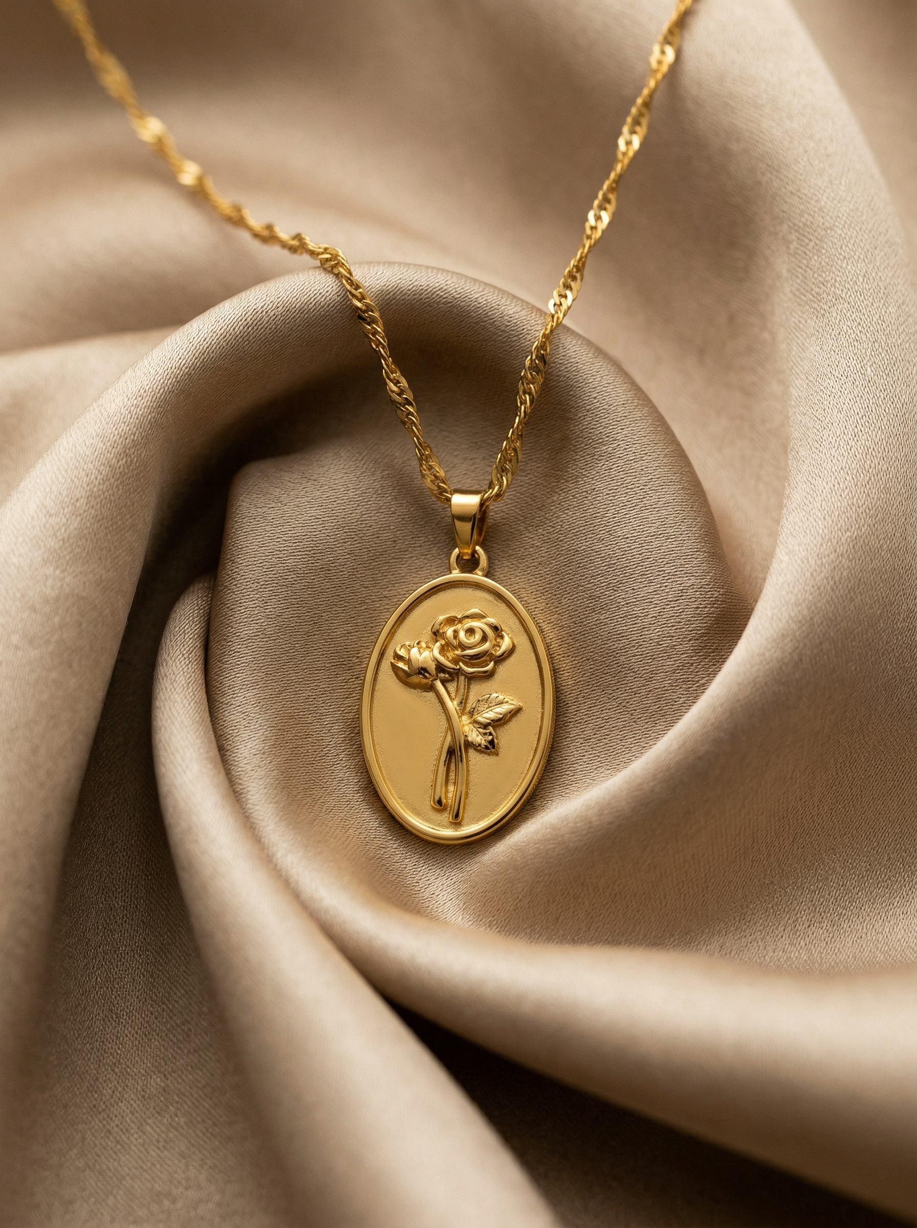 Rosa Rose Coin Pendant Necklace hypoallergenic necklace by HyraMode