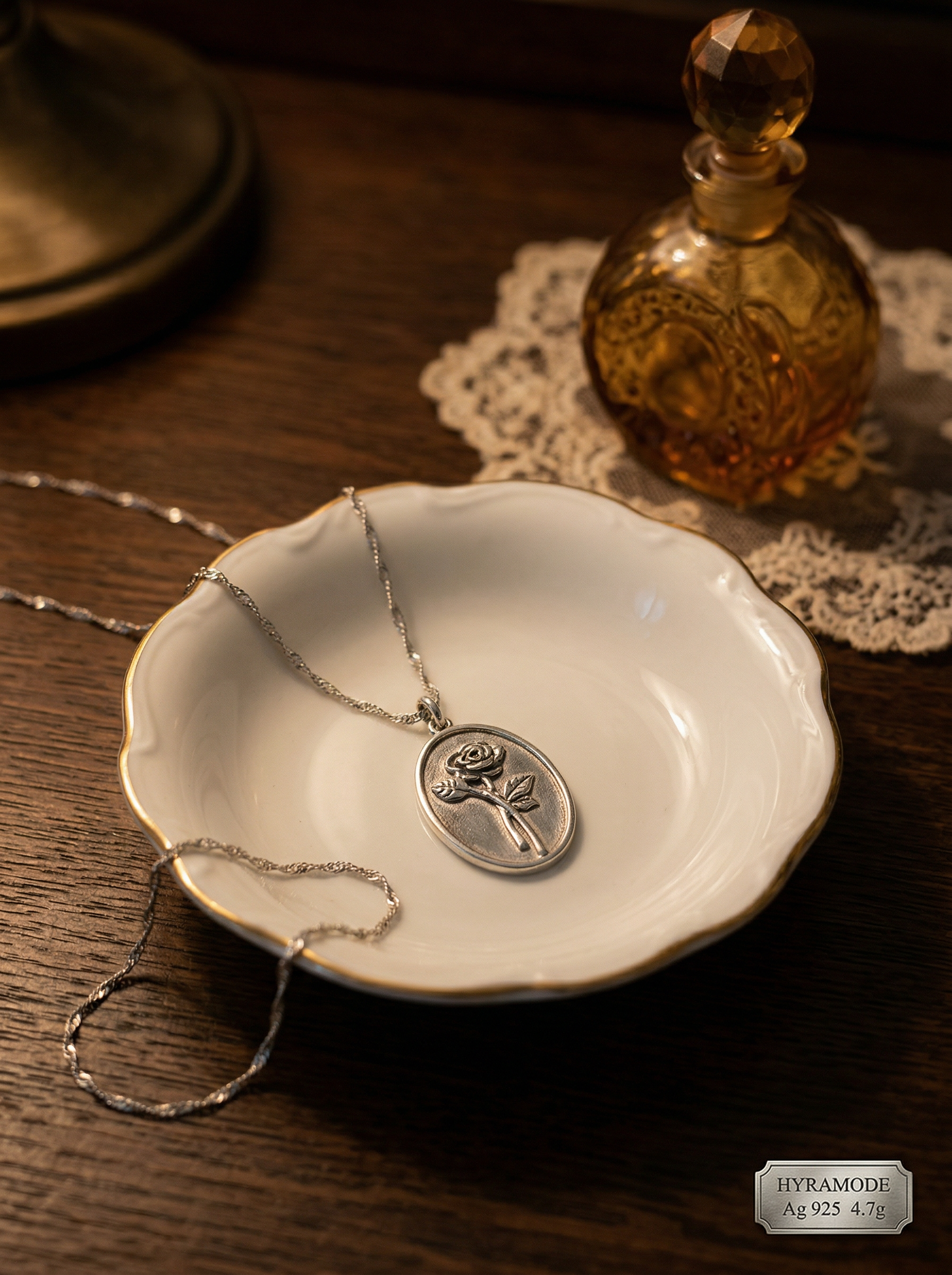 Rosa Rose Coin Pendant Necklace hypoallergenic necklace by HyraMode