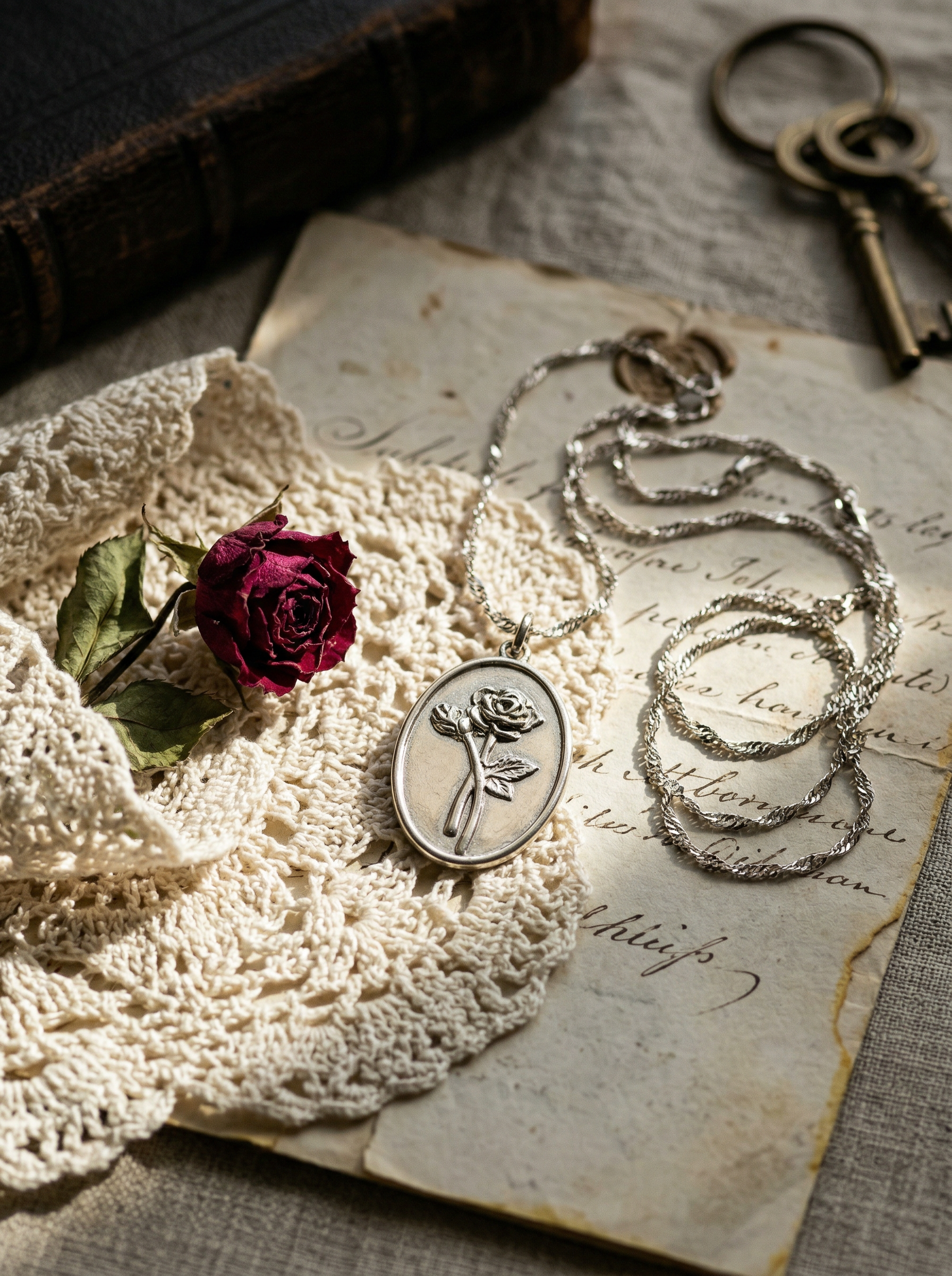 Rosa Rose Coin Pendant Necklace hypoallergenic necklace by HyraMode