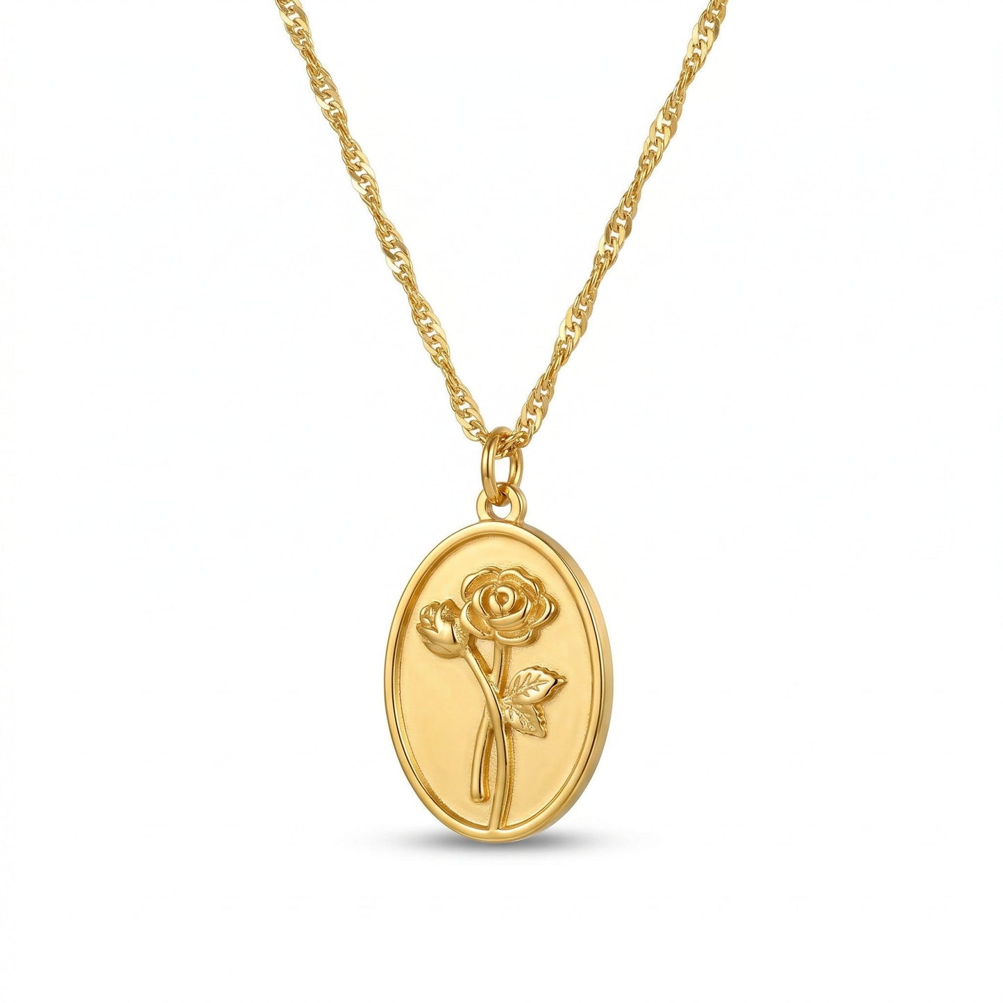 Rosa Rose Coin Pendant Necklace hypoallergenic necklace by HyraMode