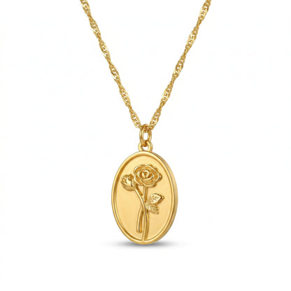Rosa Rose Coin Pendant Necklace hypoallergenic necklace by HyraMode