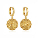 Sol Floral Charm Drop Angle Hoop Earrings — product view 1
