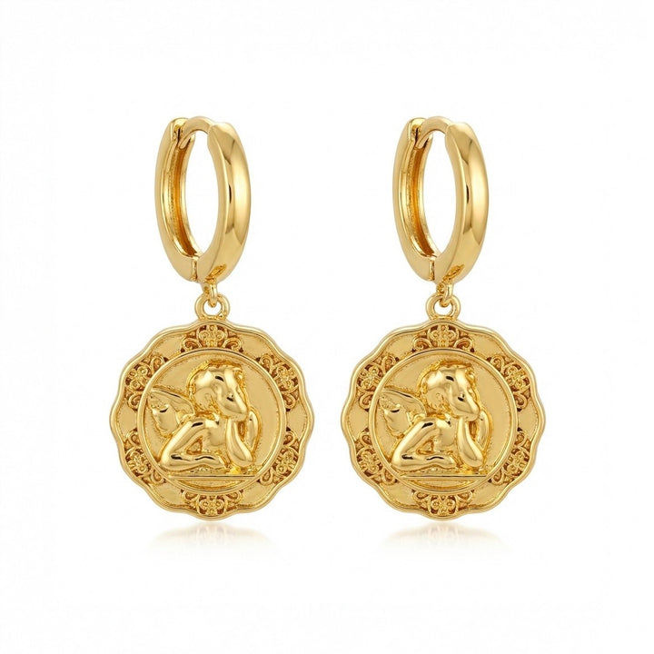 Sol Floral Charm Drop Angle Hoop Earrings — product view 1