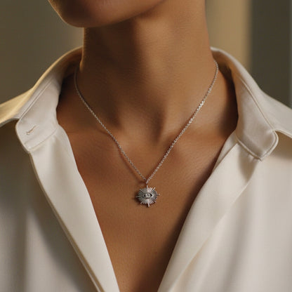 Sola Sunburst Pendant Necklace hypoallergenic necklace by HyraMode