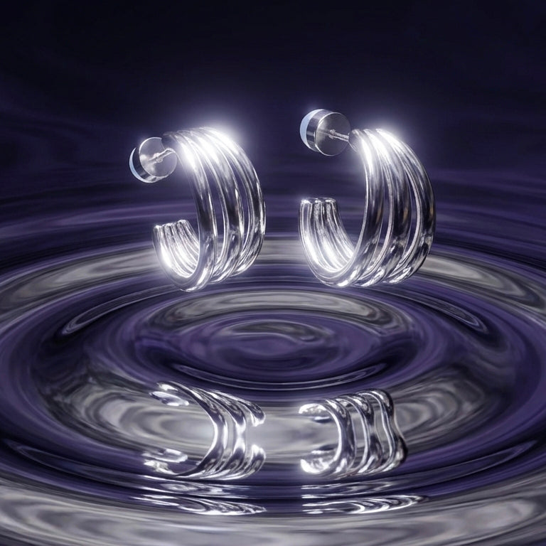 Tria Triple Hoop Huggie Earrings hypoallergenic earrings by HyraMode