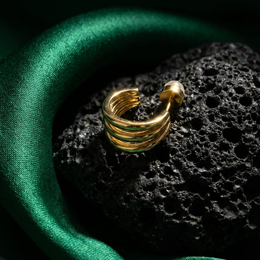 Tria Triple Hoop Huggie Earrings hypoallergenic earrings by HyraMode