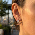 Tria Triple Hoop Huggie Earrings hypoallergenic earrings by HyraMode