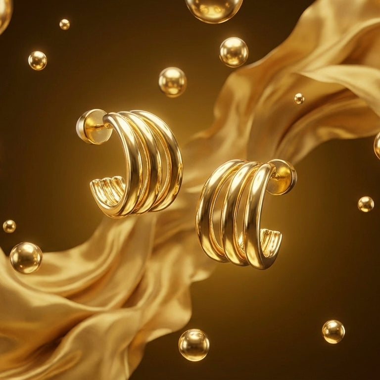 Tria Triple Hoop Huggie Earrings hypoallergenic earrings by HyraMode