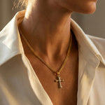 Cruz Ornate Cross Pendant Necklace — product view 1