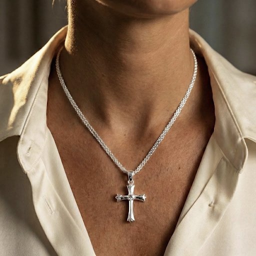 Cruz Ornate Cross Pendant Necklace — product view 3