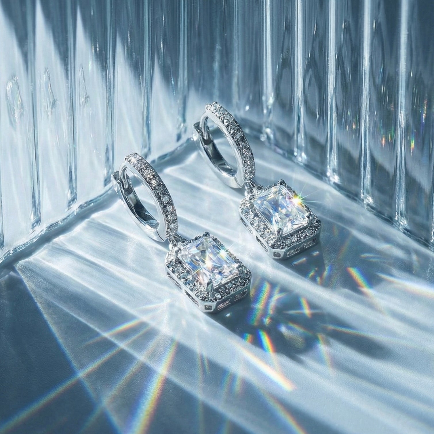 Zela Huggie Crystal Drop Earrings hypoallergenic earrings by HyraMode