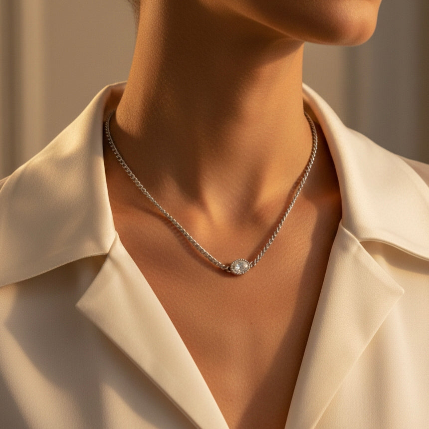 Mevi Dainty CZ Pendant Necklace hypoallergenic necklace by HyraMode